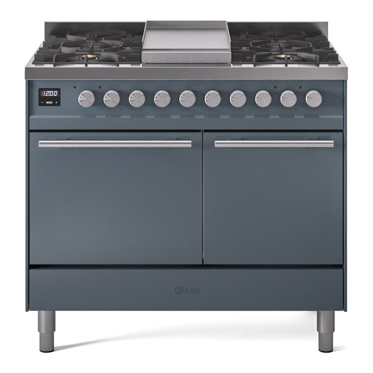 ILVE Professional Plus II 40" Dual Fuel Range with 6 Burners and Griddle Solid Door Liquid Propane
