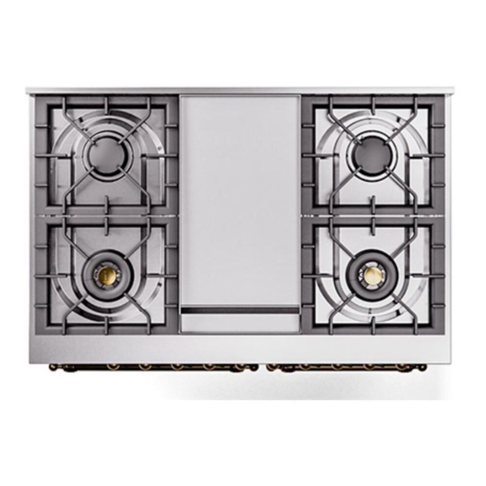 ILVE Nostalgie II 40" Blue Grey Dual Fuel Range with 6 Burners and Griddle Solid Door Natural Gas