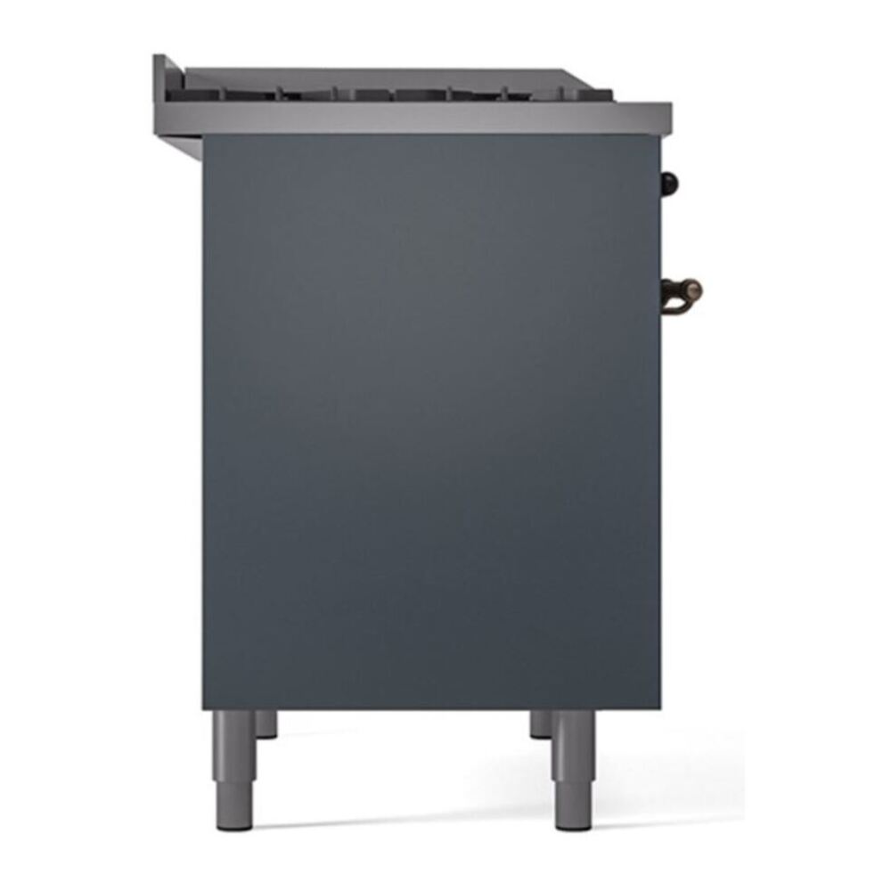 ILVE Nostalgie II 40" Blue Grey Dual Fuel Range with 6 Burners and Griddle Solid Door Natural Gas