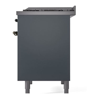 ILVE Nostalgie II 40" Blue Grey Dual Fuel Range with 6 Burners and Griddle Solid Door Natural Gas