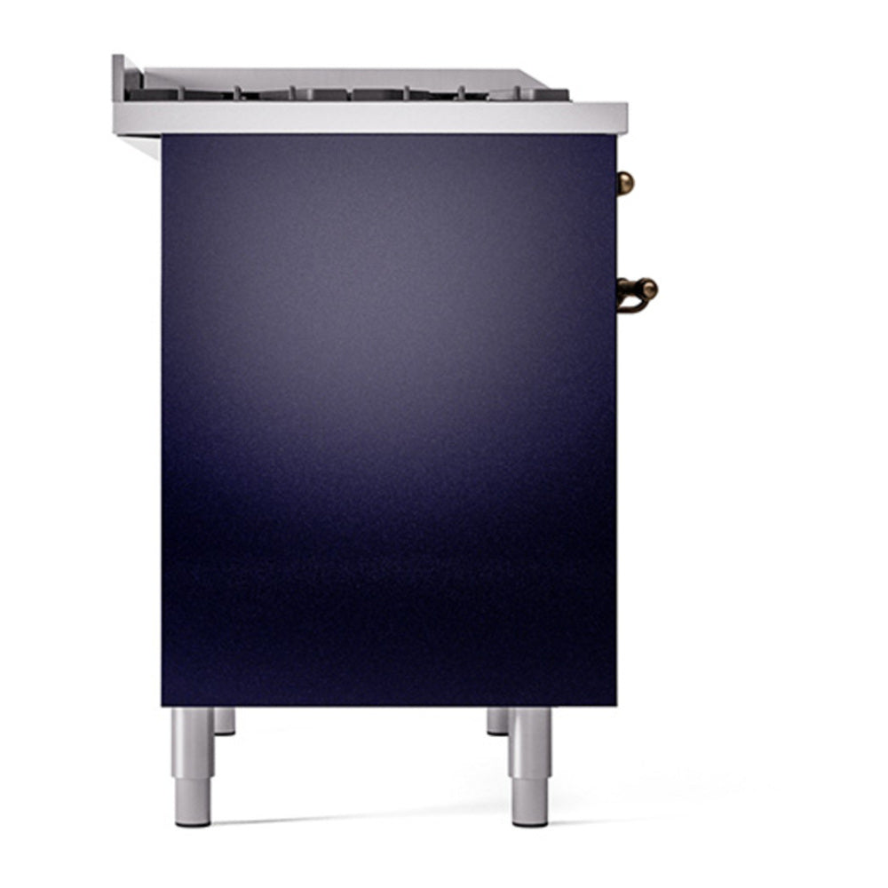 ILVE Nostalgie II 40" Midnight Blue Dual Fuel Range with 6 Burners and Griddle Solid Door Liquid Propane