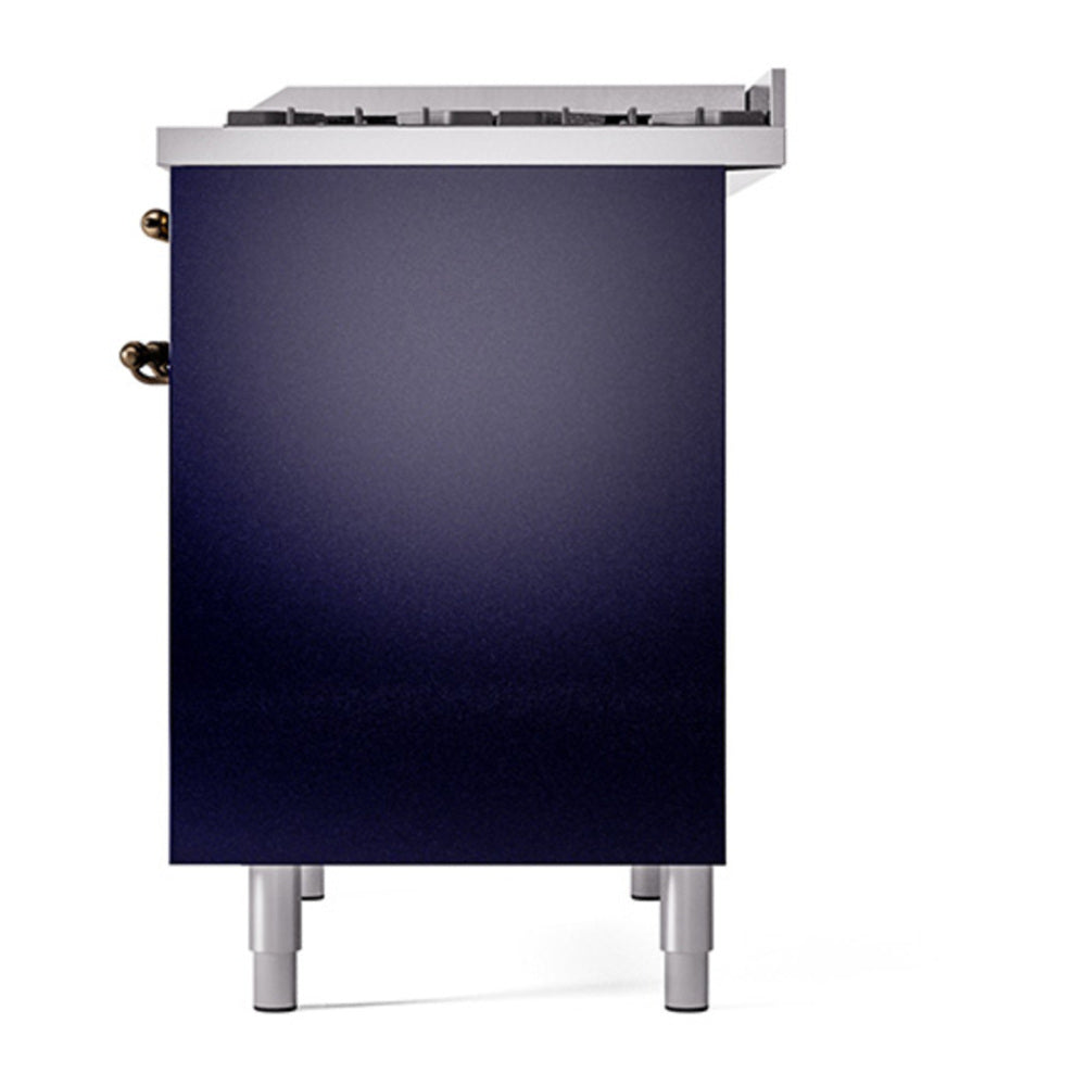 ILVE Nostalgie II 40" Midnight Blue Dual Fuel Range with 6 Burners and Griddle Solid Door Liquid Propane