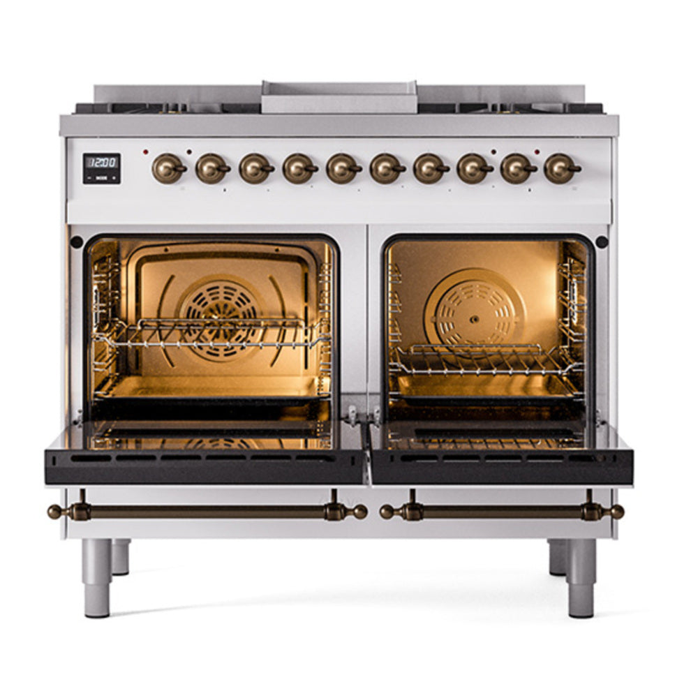 ILVE Nostalgie II 40" RAL Dual Fuel Range with 6 Burners and Griddle Solid Door Liquid Propane