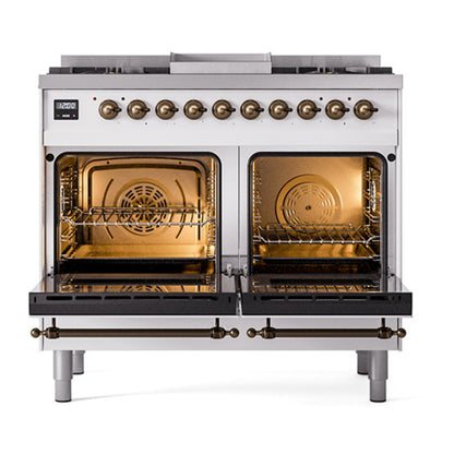 ILVE Nostalgie II 40" RAL Dual Fuel Range with 6 Burners and Griddle Solid Door Liquid Propane