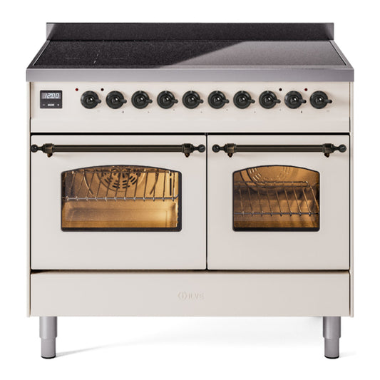 ILVE Nostalgie II 40" Antique White Induction Range with 6 Elements Triple Glass Door