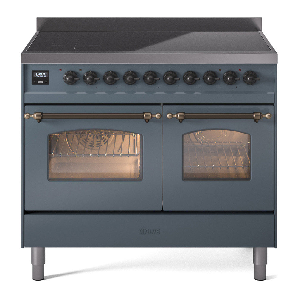 ILVE Nostalgie II 40" Blue Grey Induction Range with 6 Elements Triple Glass Door
