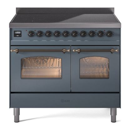 ILVE Nostalgie II 40" Blue Grey Induction Range with 6 Elements Triple Glass Door