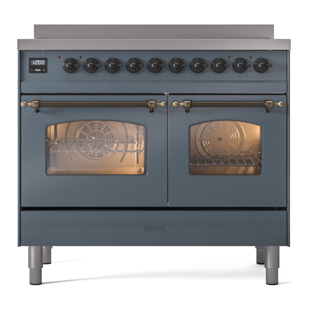 ILVE Nostalgie II 40" Blue Grey Induction Range with 6 Elements Triple Glass Door