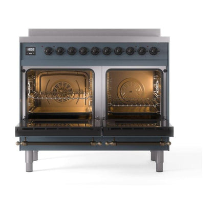 ILVE Nostalgie II 40" Blue Grey Induction Range with 6 Elements Triple Glass Door