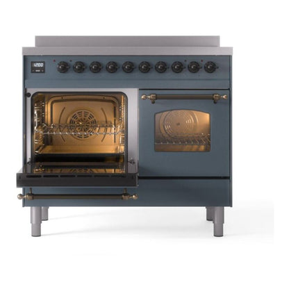 ILVE Nostalgie II 40" Blue Grey Induction Range with 6 Elements Triple Glass Door