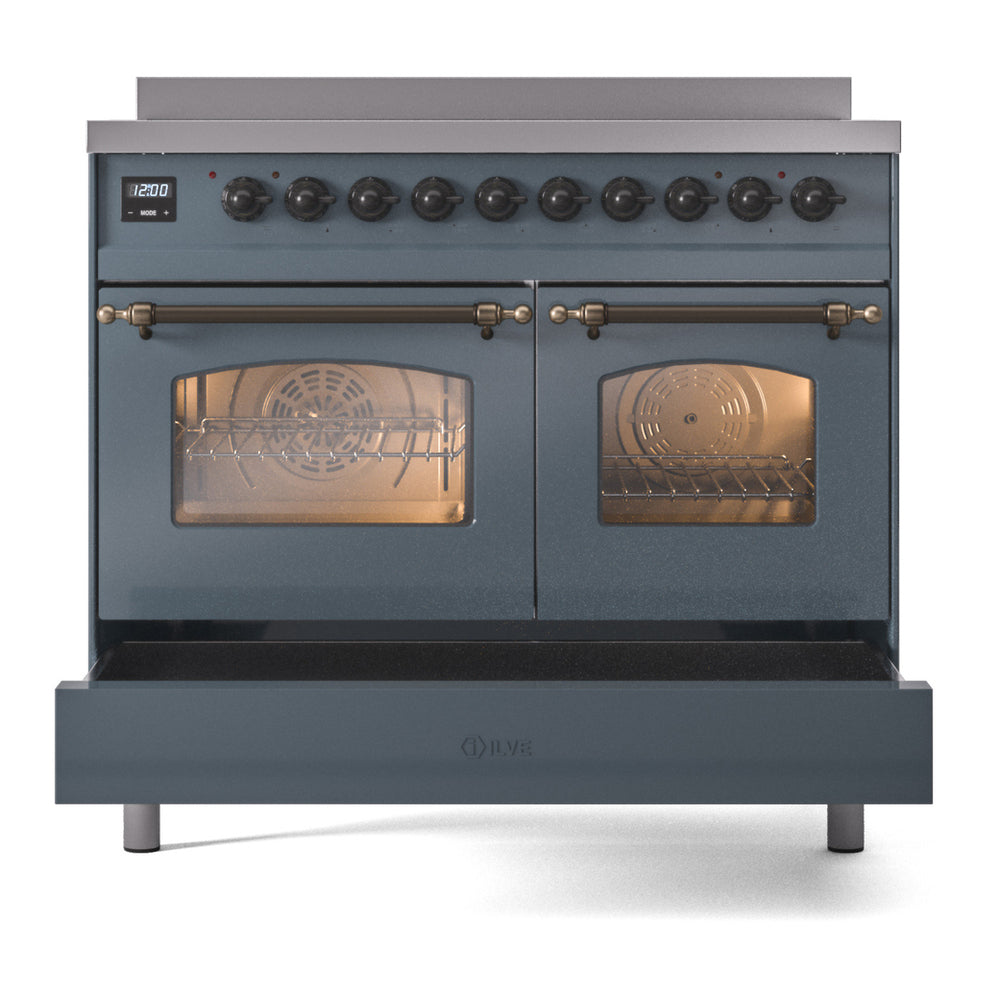 ILVE Nostalgie II 40" Blue Grey Induction Range with 6 Elements Triple Glass Door