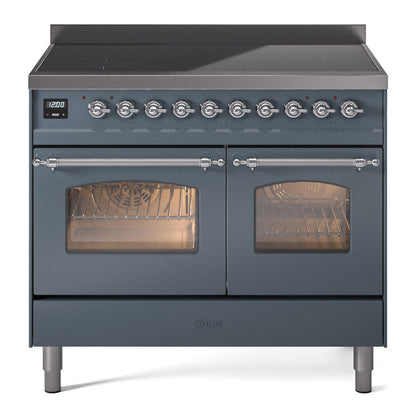 ILVE Nostalgie II 40" Blue Grey Induction Range with 6 Elements Triple Glass Door