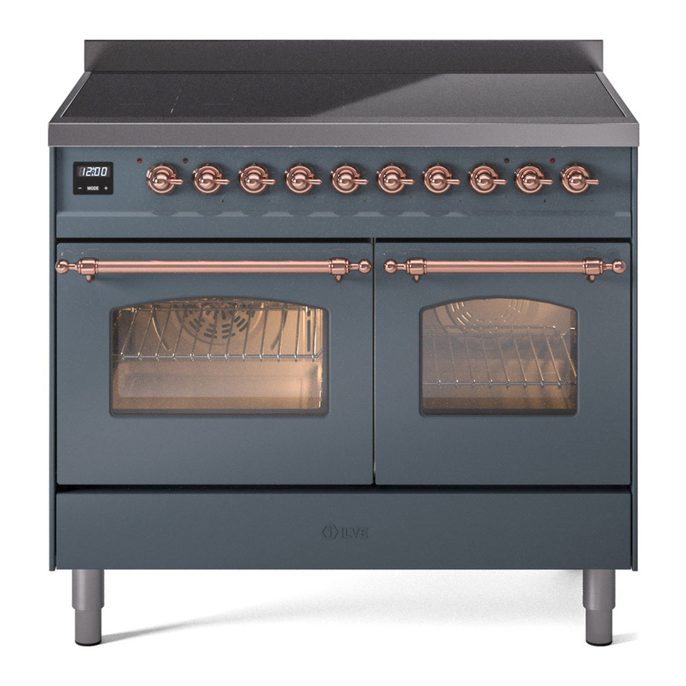 ILVE Nostalgie II 40" Blue Grey Induction Range with 6 Elements Triple Glass Door