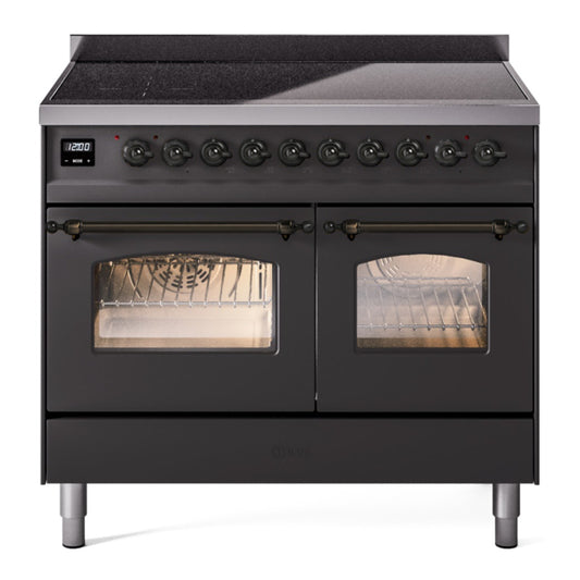 ILVE Nostalgie II 40" Graphite Matte Induction Range with 6 Elements Triple Glass Door
