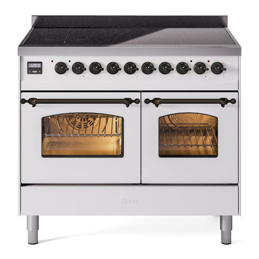 ILVE Nostalgie II 40" White Induction Range with 6 Elements Triple Glass Door