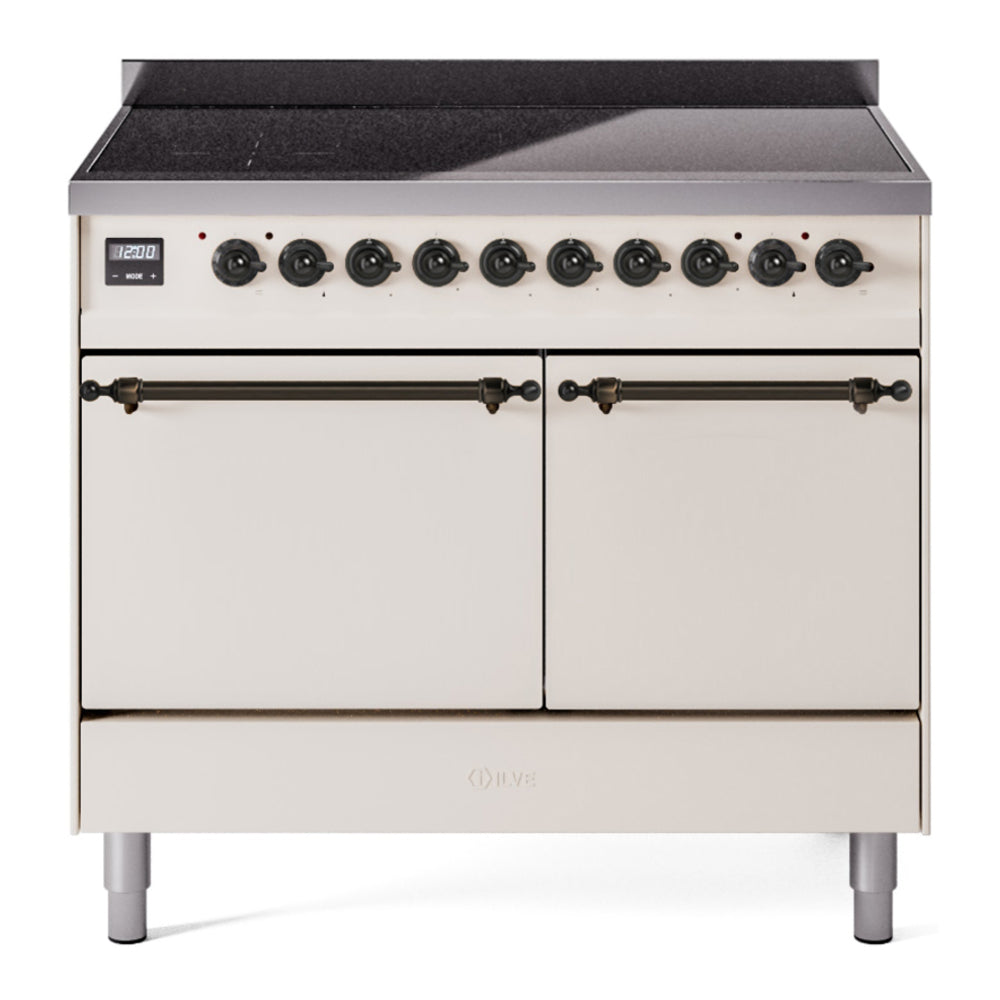 ILVE Nostalgie II 40" Antique White Induction Range with 6 Elements Solid Door
