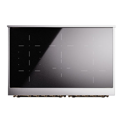 ILVE Nostalgie II 40" Antique White Induction Range with 6 Elements Solid Door