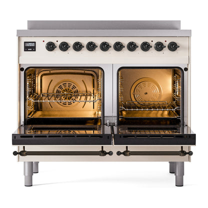 ILVE Nostalgie II 40" Antique White Induction Range with 6 Elements Solid Door