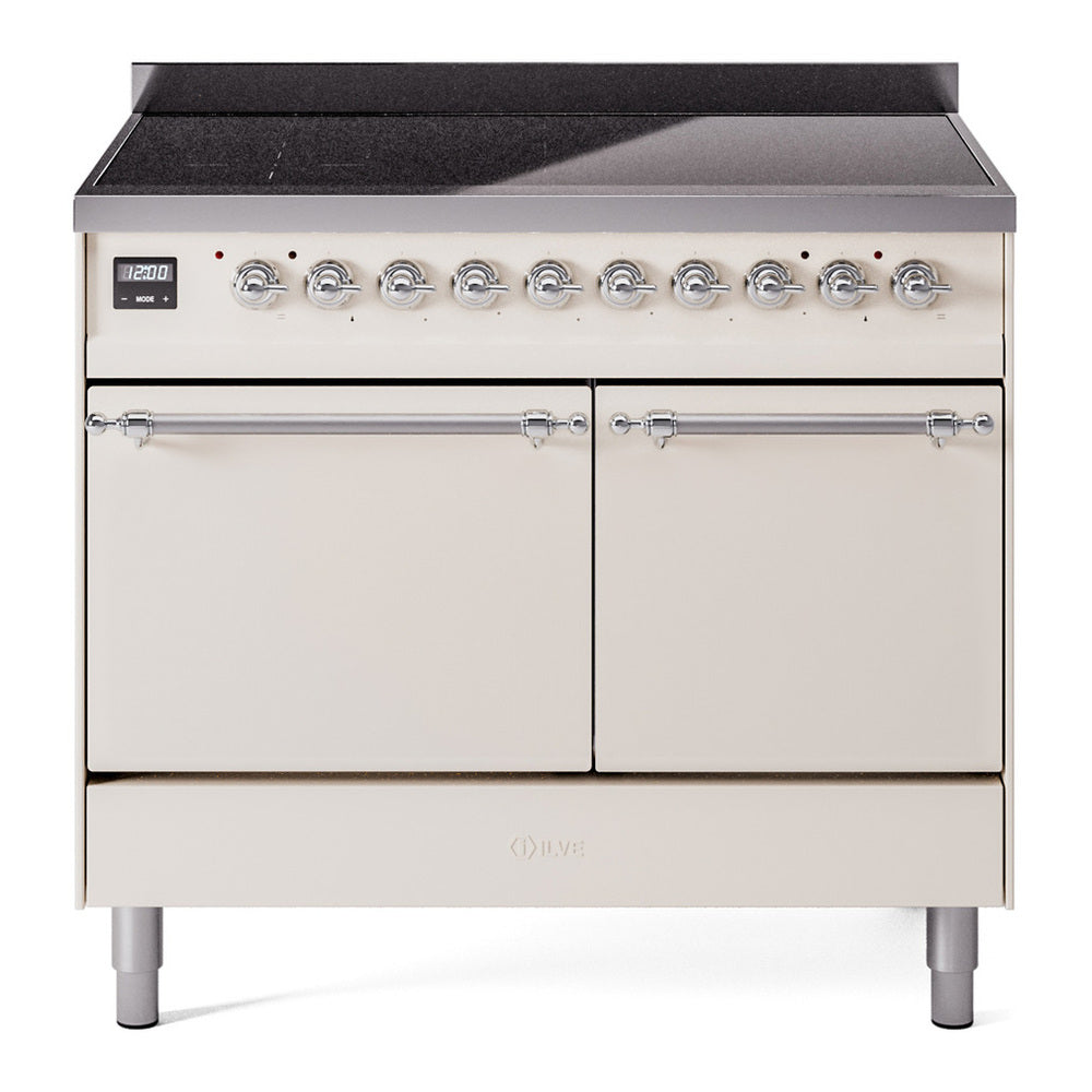 ILVE Nostalgie II 40" Antique White Induction Range with 6 Elements Solid Door