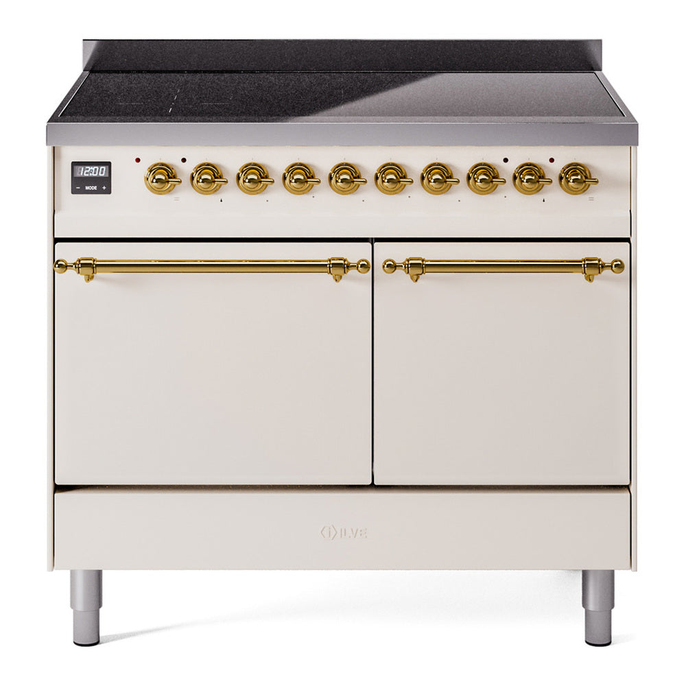 ILVE Nostalgie II 40" Antique White Induction Range with 6 Elements Solid Door
