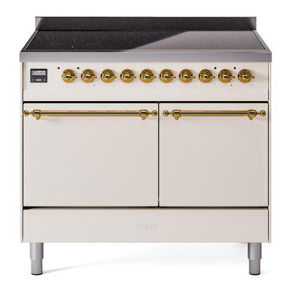 ILVE Nostalgie II 40" Antique White Induction Range with 6 Elements Solid Door