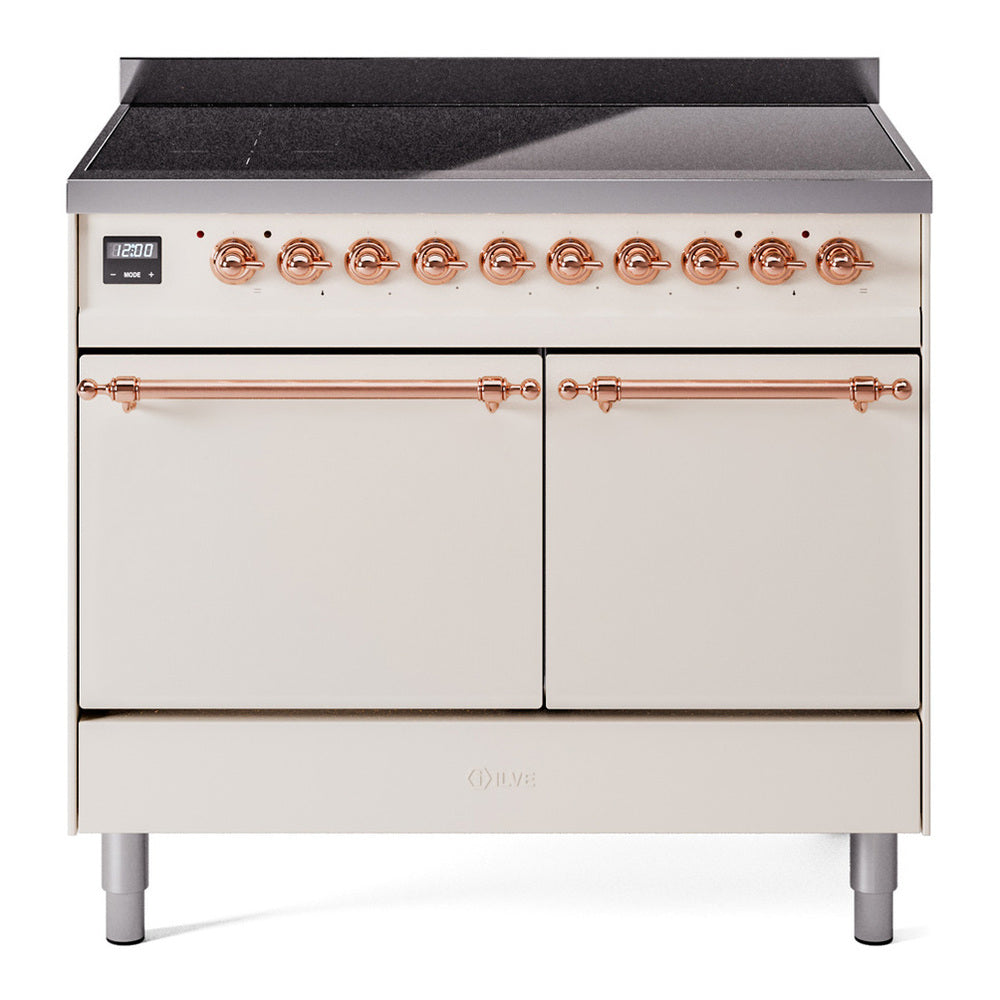 ILVE Nostalgie II 40" Antique White Induction Range with 6 Elements Solid Door