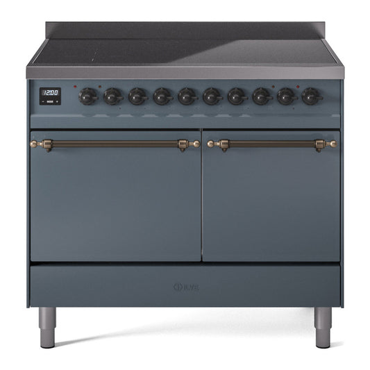 ILVE Nostalgie II 40" Blue Grey Induction Range with 6 Elements Solid Door