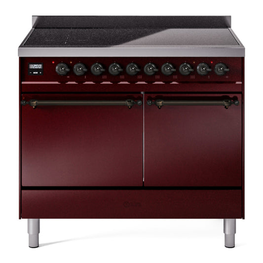 ILVE Nostalgie II 40" Burgundy Induction Range with 6 Elements Solid Door