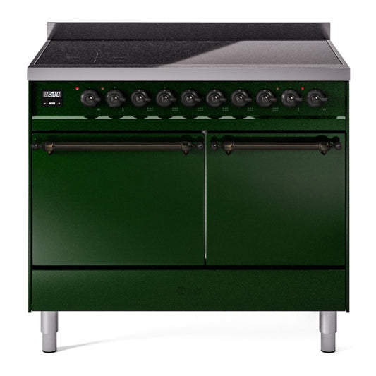 ILVE Nostalgie II 40" Emerald Green Induction Range with 6 Elements Solid Door