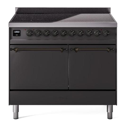 ILVE Nostalgie II 40" Graphite Matte Induction Range with 6 Elements Solid Door