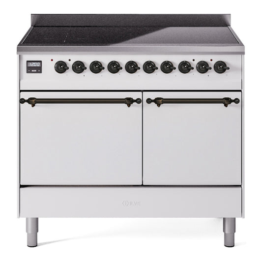 ILVE Nostalgie II 40" White Induction Range with 6 Elements Solid Door