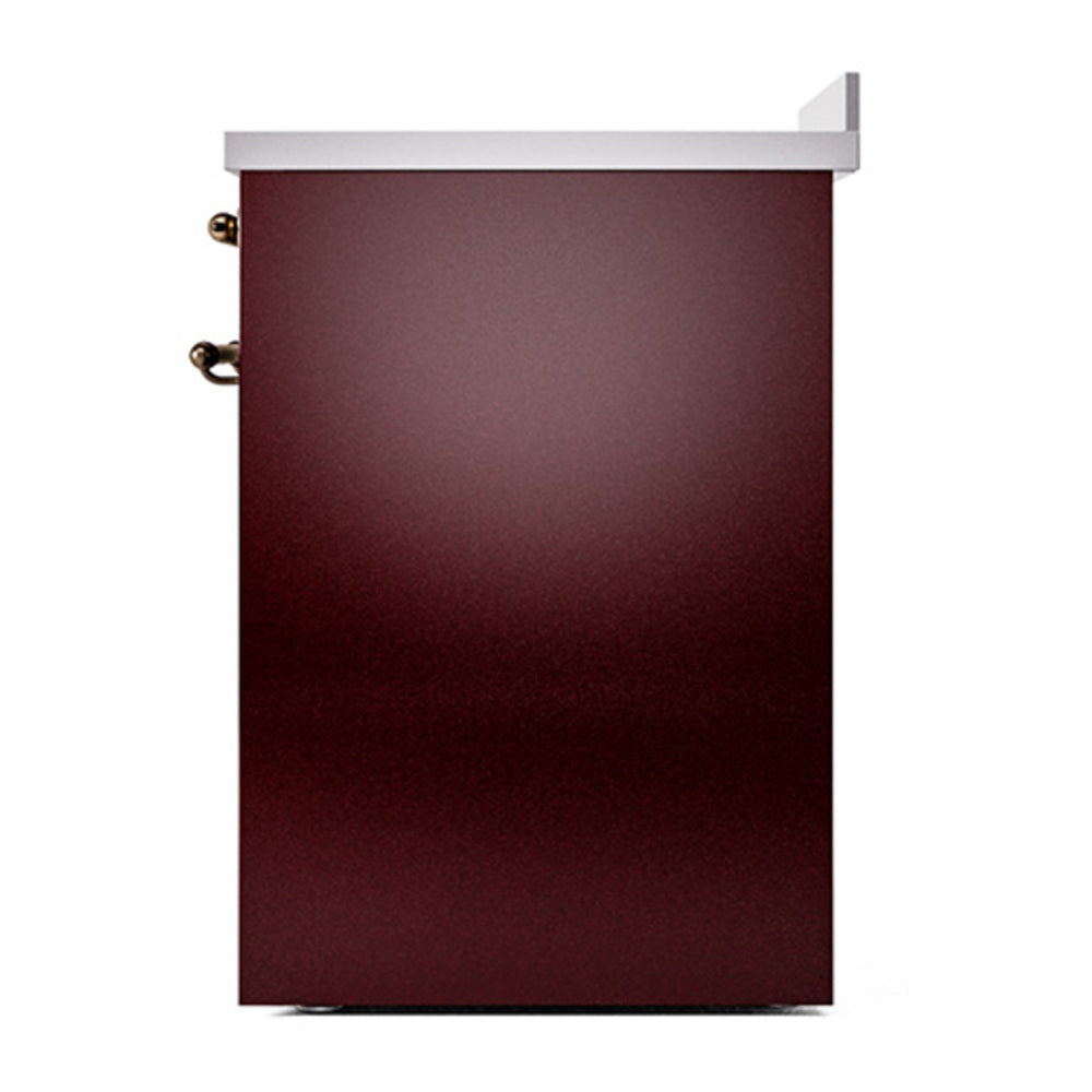 ILVE Nostalgie II 30" Burgundy Induction Range with 4 Elements Triple Glass Door
