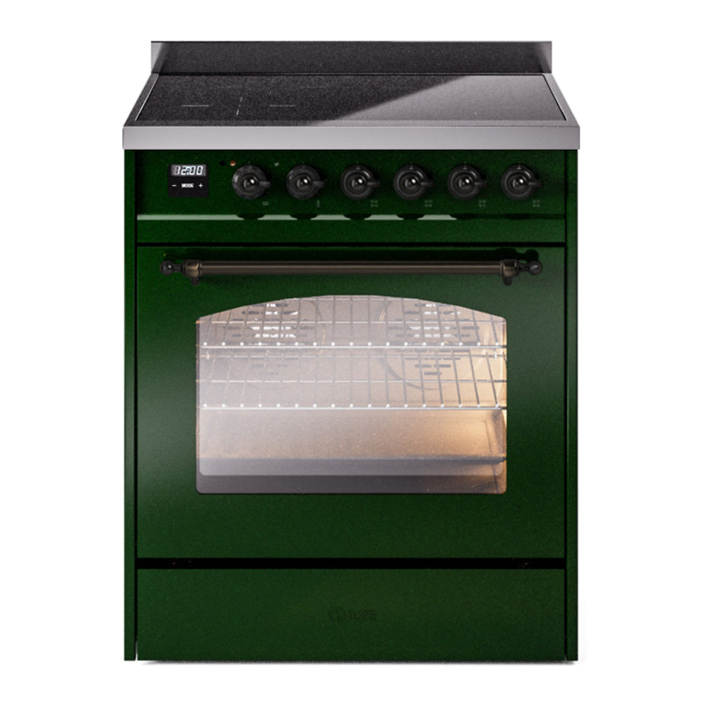 ILVE Nostalgie II 30" Emerald Green Induction Range with 4 Elements Triple Glass Door