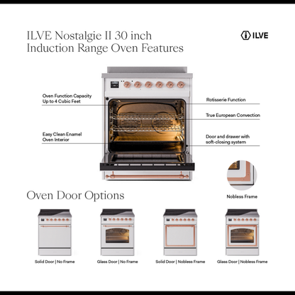 ILVE Nostalgie II 30" Emerald Green Induction Range with 4 Elements Triple Glass Door