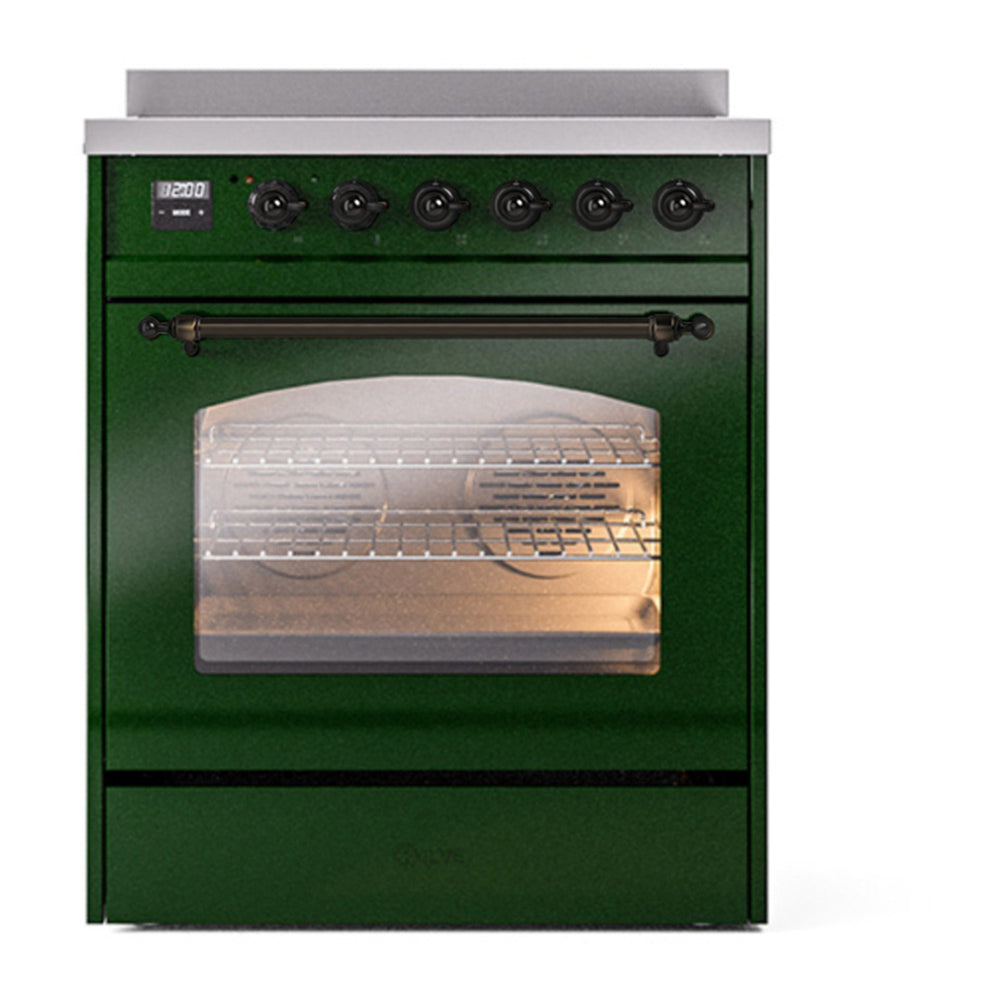 ILVE Nostalgie II 30" Emerald Green Induction Range with 4 Elements Triple Glass Door