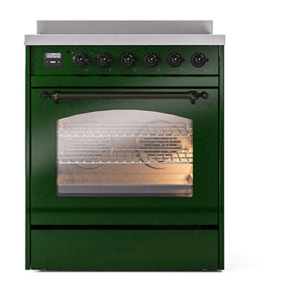 ILVE Nostalgie II 30" Emerald Green Induction Range with 4 Elements Triple Glass Door