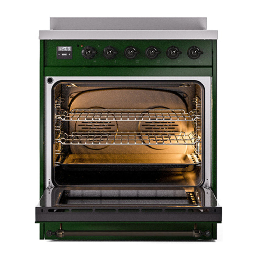 ILVE Nostalgie II 30" Emerald Green Induction Range with 4 Elements Triple Glass Door