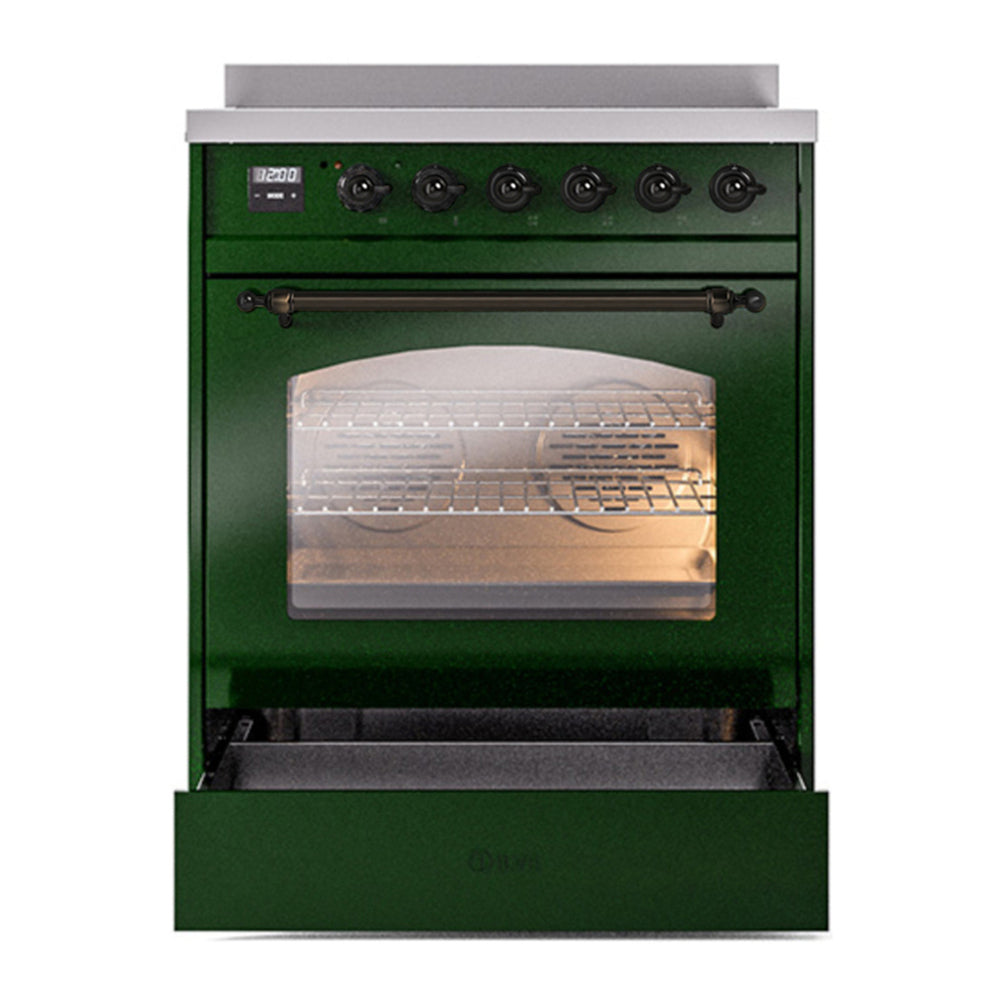 ILVE Nostalgie II 30" Emerald Green Induction Range with 4 Elements Triple Glass Door