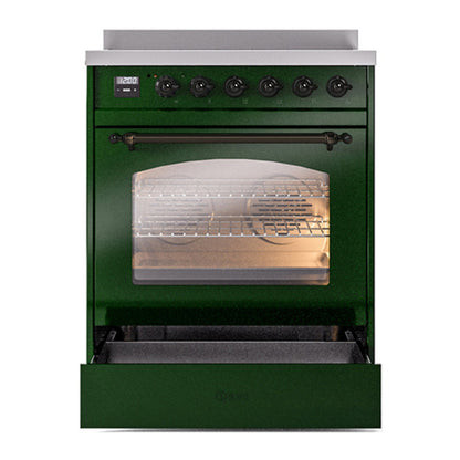 ILVE Nostalgie II 30" Emerald Green Induction Range with 4 Elements Triple Glass Door