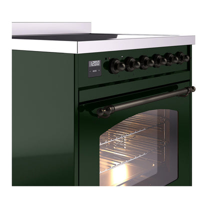 ILVE Nostalgie II 30" Emerald Green Induction Range with 4 Elements Triple Glass Door