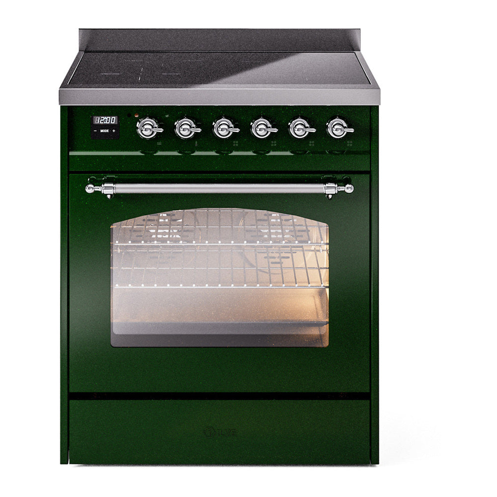 ILVE Nostalgie II 30" Emerald Green Induction Range with 4 Elements Triple Glass Door