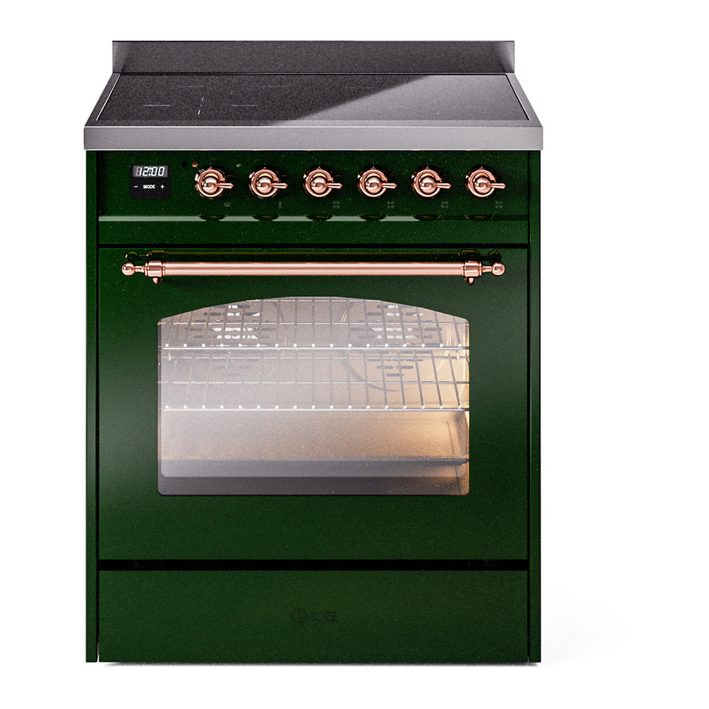 ILVE Nostalgie II 30" Emerald Green Induction Range with 4 Elements Triple Glass Door