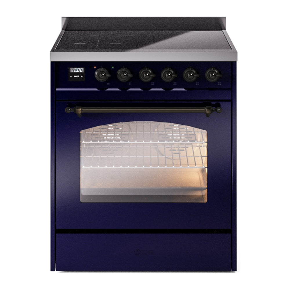 ILVE Nostalgie II 30" Midnight Blue Induction Range with 4 Elements Triple Glass Door