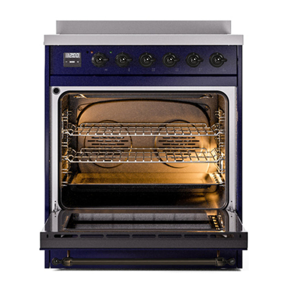 ILVE Nostalgie II 30" Midnight Blue Induction Range with 4 Elements Triple Glass Door