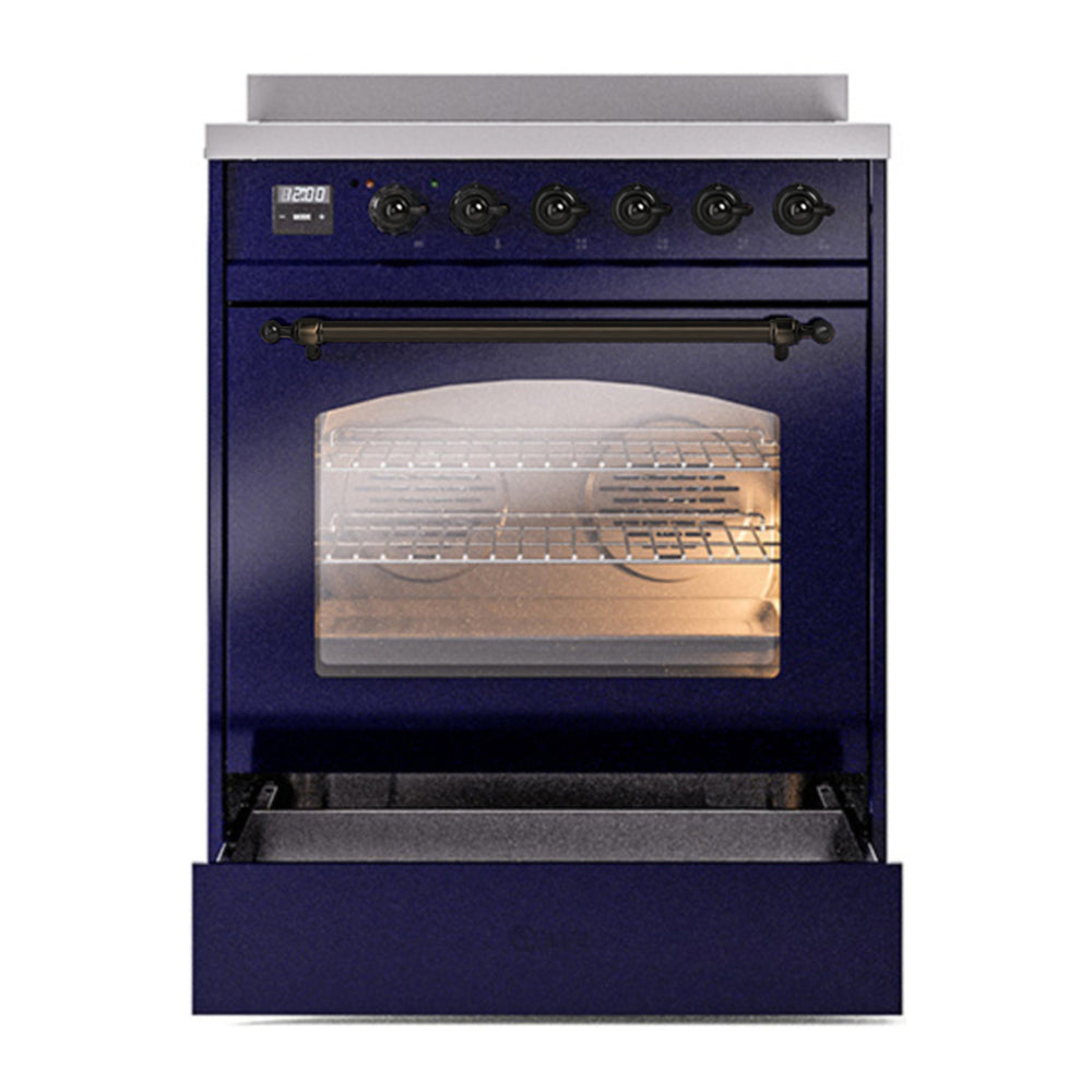 ILVE Nostalgie II 30" Midnight Blue Induction Range with 4 Elements Triple Glass Door
