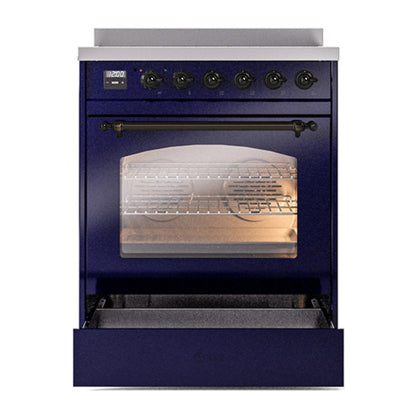 ILVE Nostalgie II 30" Midnight Blue Induction Range with 4 Elements Triple Glass Door