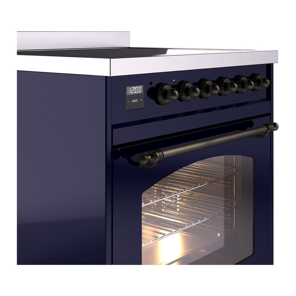 ILVE Nostalgie II 30" Midnight Blue Induction Range with 4 Elements Triple Glass Door