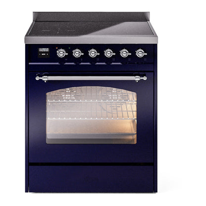 ILVE Nostalgie II 30" Midnight Blue Induction Range with 4 Elements Triple Glass Door