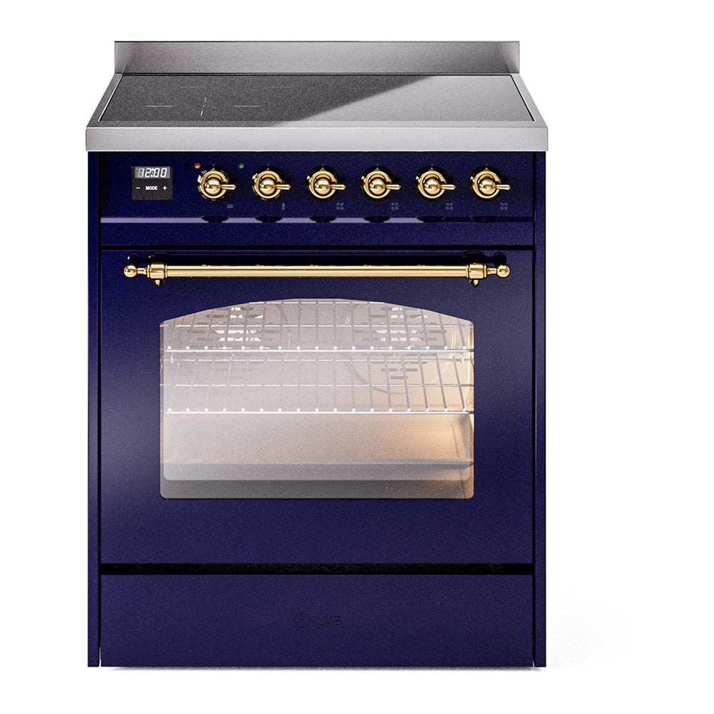 ILVE Nostalgie II 30" Midnight Blue Induction Range with 4 Elements Triple Glass Door