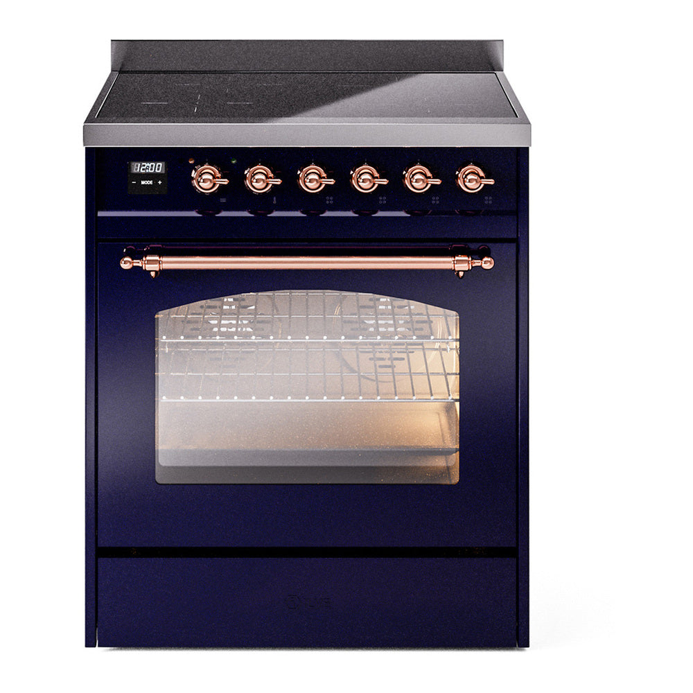 ILVE Nostalgie II 30" Midnight Blue Induction Range with 4 Elements Triple Glass Door